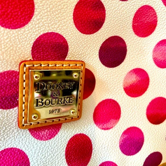 Dooney & Bourke Kendall Pink and Red Polka Dot Satchel - Picture 2 of 14